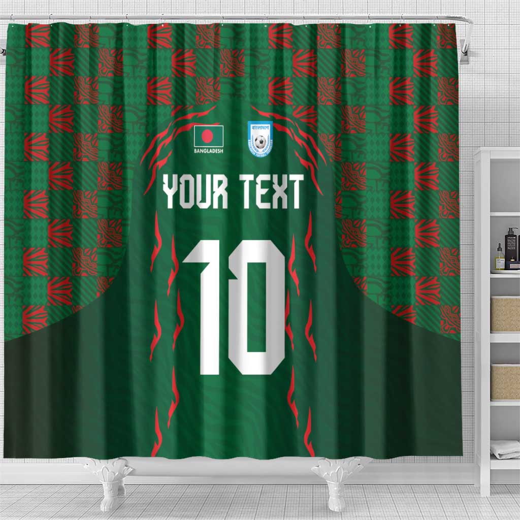 Custom Bangladesh Football Shower Curtain Bengal Tigers Green-Red Warriors