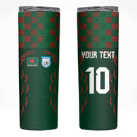 Custom Bangladesh Football Skinny Tumbler Bengal Tigers Green-Red Warriors