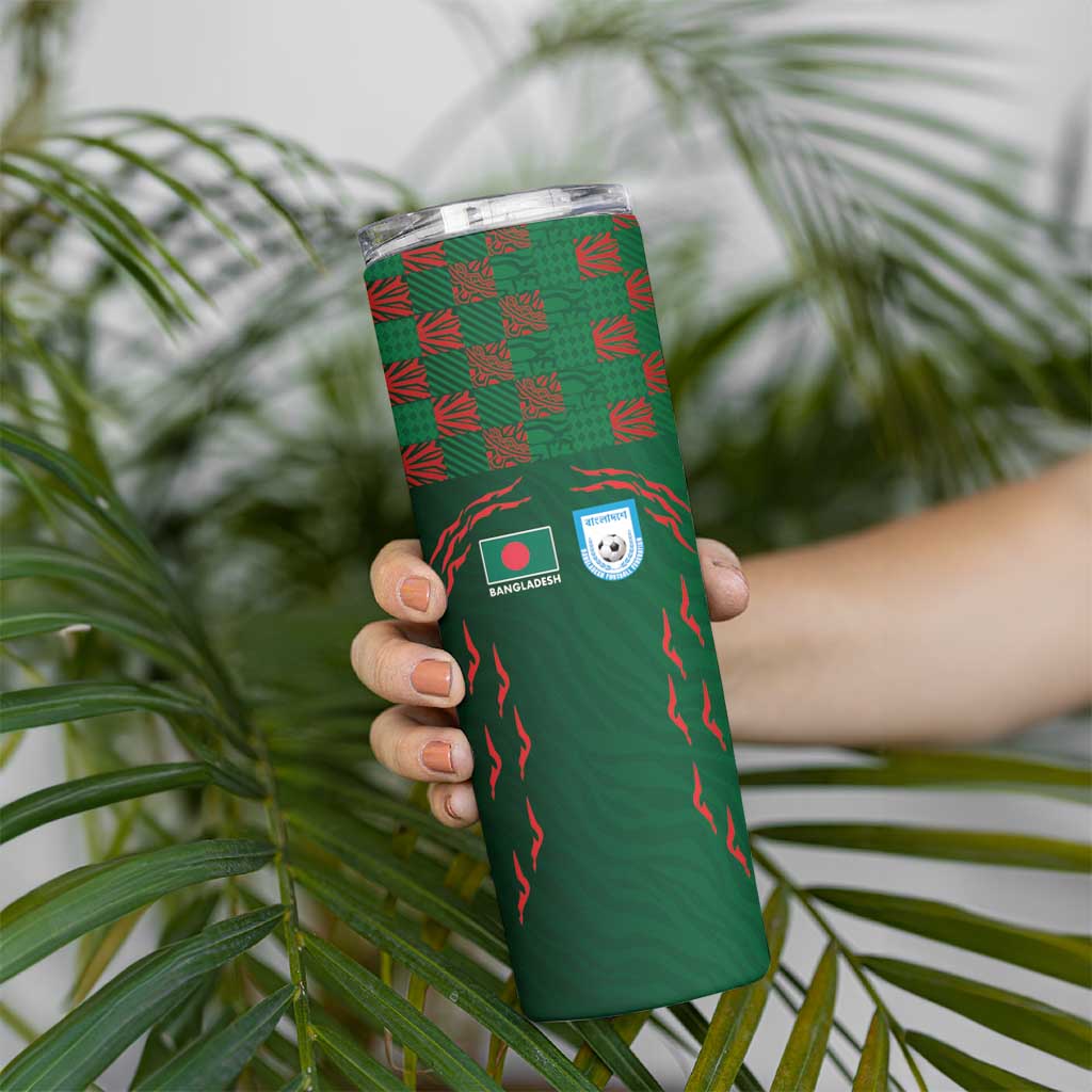 Custom Bangladesh Football Skinny Tumbler Bengal Tigers Green-Red Warriors