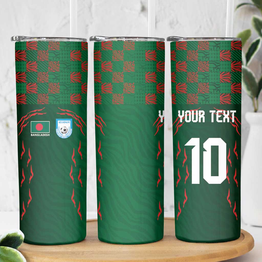Custom Bangladesh Football Skinny Tumbler Bengal Tigers Green-Red Warriors