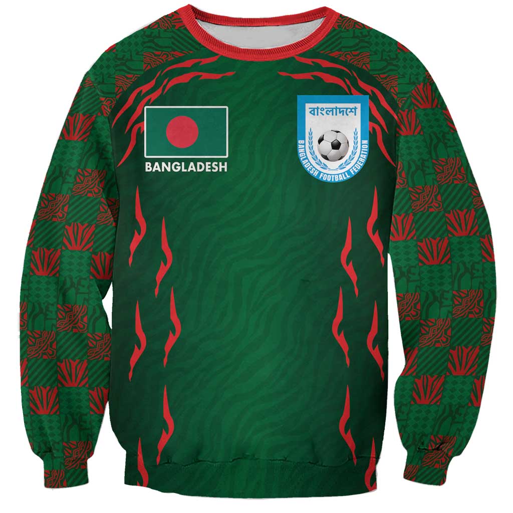 Custom Bangladesh Football Sweatshirt Bengal Tigers Green-Red Warriors