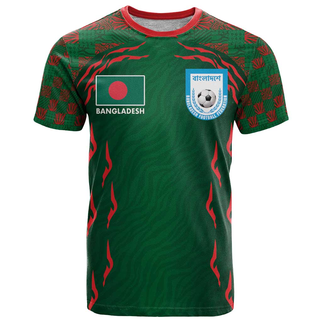 Custom Bangladesh Football T Shirt Bengal Tigers Green-Red Warriors