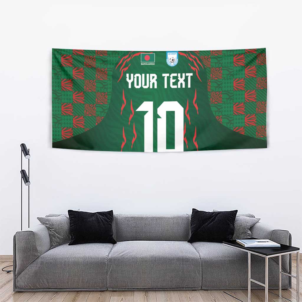 Custom Bangladesh Football Tapestry Bengal Tigers Green-Red Warriors