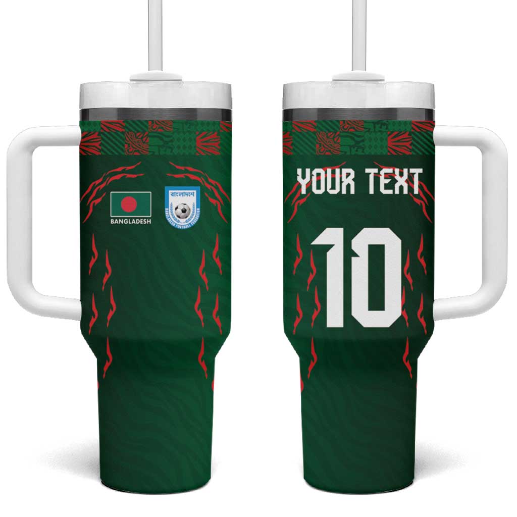 Custom Bangladesh Football Tumbler With Handle Bengal Tigers Green-Red Warriors