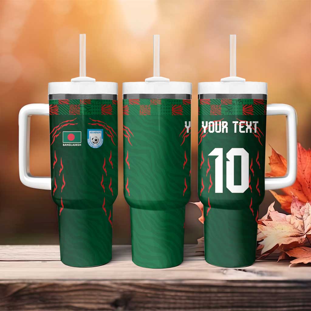 Custom Bangladesh Football Tumbler With Handle Bengal Tigers Green-Red Warriors