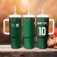 Custom Bangladesh Football Tumbler With Handle Bengal Tigers Green-Red Warriors