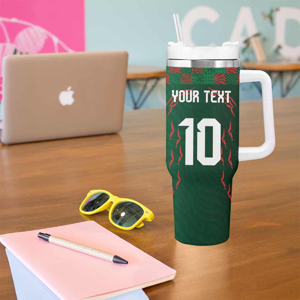 Custom Bangladesh Football Tumbler With Handle Bengal Tigers Green-Red Warriors