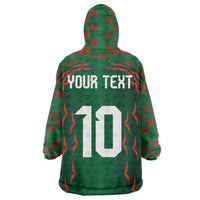 Custom Bangladesh Football Wearable Blanket Hoodie Bengal Tigers Green-Red Warriors