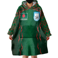 Custom Bangladesh Football Wearable Blanket Hoodie Bengal Tigers Green-Red Warriors