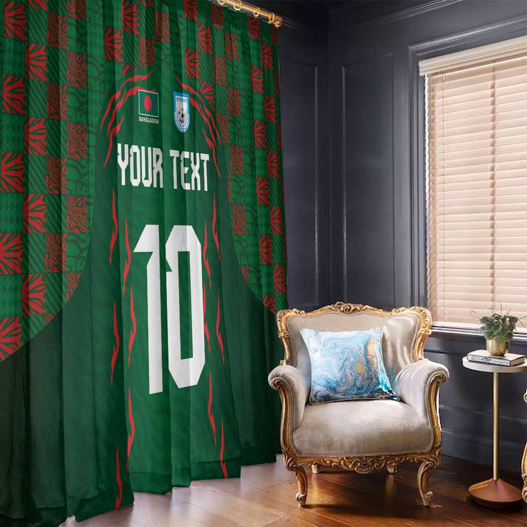 Custom Bangladesh Football Window Curtain Bengal Tigers Green-Red Warriors