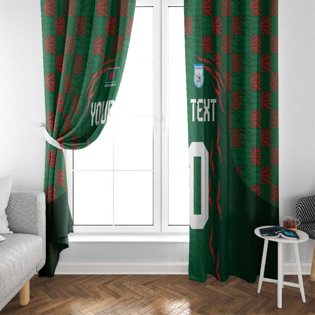 Custom Bangladesh Football Window Curtain Bengal Tigers Green-Red Warriors