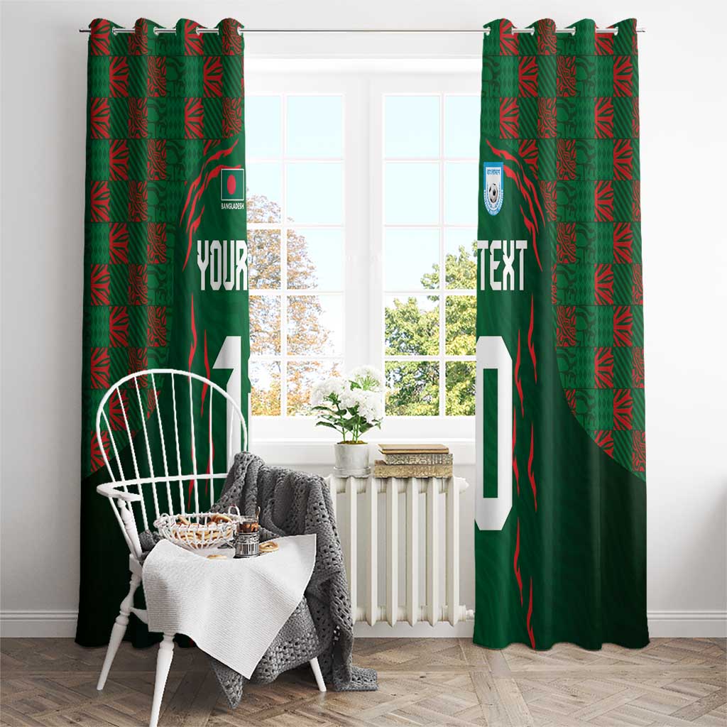 Custom Bangladesh Football Window Curtain Bengal Tigers Green-Red Warriors