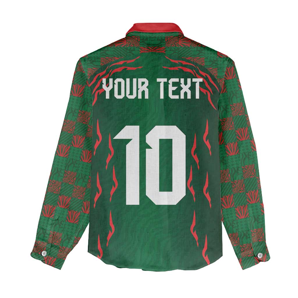 Custom Bangladesh Football Women Casual Shirt Bengal Tigers Green-Red Warriors