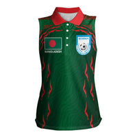 Custom Bangladesh Football Women Sleeveless Polo Shirt Bengal Tigers Green-Red Warriors