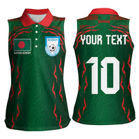 Custom Bangladesh Football Women Sleeveless Polo Shirt Bengal Tigers Green-Red Warriors