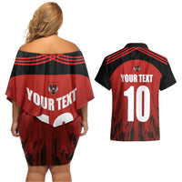 Custom Austria Football 2024 Go Champion Couples Matching Off Shoulder Short Dress and Hawaiian Shirt Home Color - Wonder Print Shop