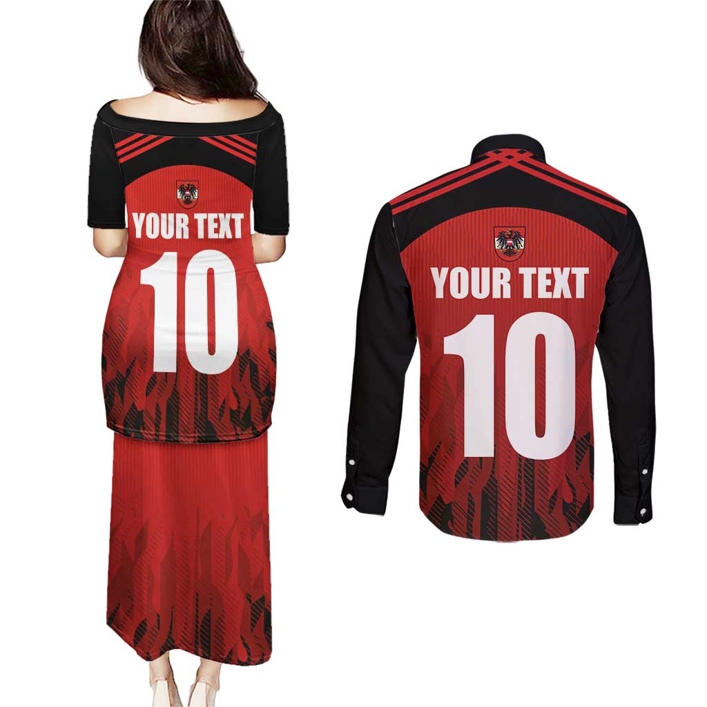 Custom Austria Football 2024 Go Champion Couples Matching Puletasi and Long Sleeve Button Shirt Home Color - Wonder Print Shop