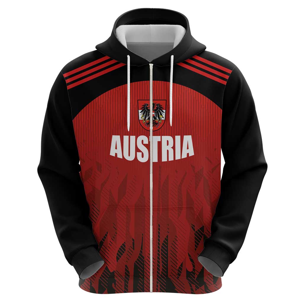 Custom Austria Football 2024 Go Champion Zip Hoodie Home Color - Wonder Print Shop