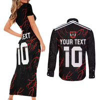 Custom Austria Football 2024 Go Champion Couples Matching Short Sleeve Bodycon Dress and Long Sleeve Button Shirt Away Color - Wonder Print Shop