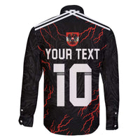 Custom Austria Football 2024 Go Champion Family Matching Off The Shoulder Long Sleeve Dress and Hawaiian Shirt Away Color - Wonder Print Shop