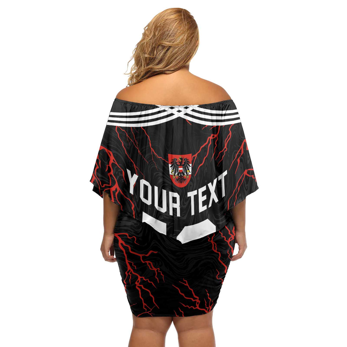 Custom Austria Football 2024 Go Champion Off Shoulder Short Dress Away Color - Wonder Print Shop
