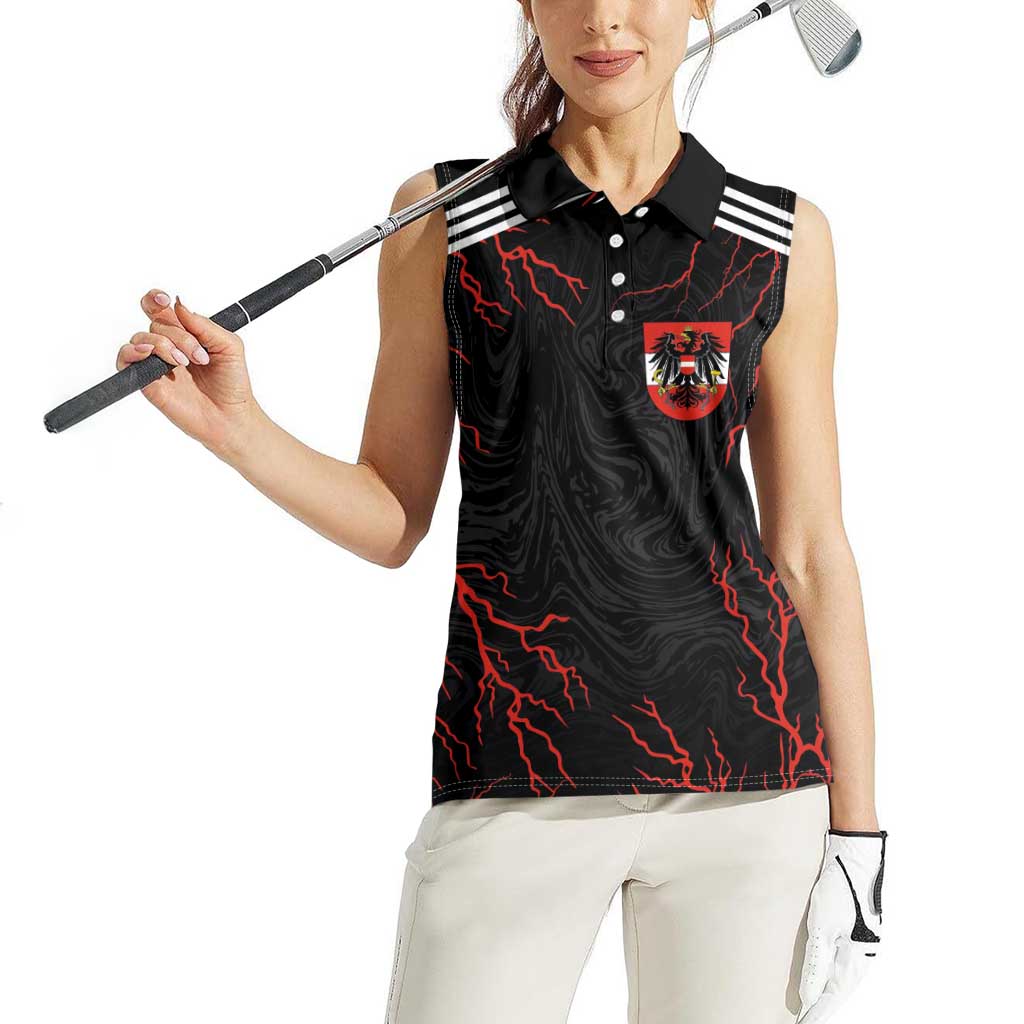 Custom Austria Football 2024 Go Champion Women Sleeveless Polo Shirt Away Color - Wonder Print Shop