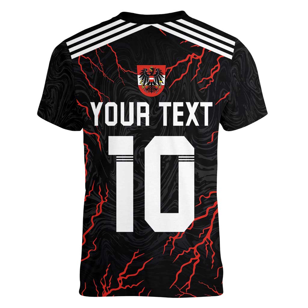 Custom Austria Football 2024 Go Champion Women V-Neck T-Shirt Away Color - Wonder Print Shop