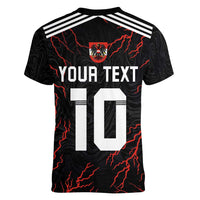 Custom Austria Football 2024 Go Champion Women V-Neck T-Shirt Away Color - Wonder Print Shop