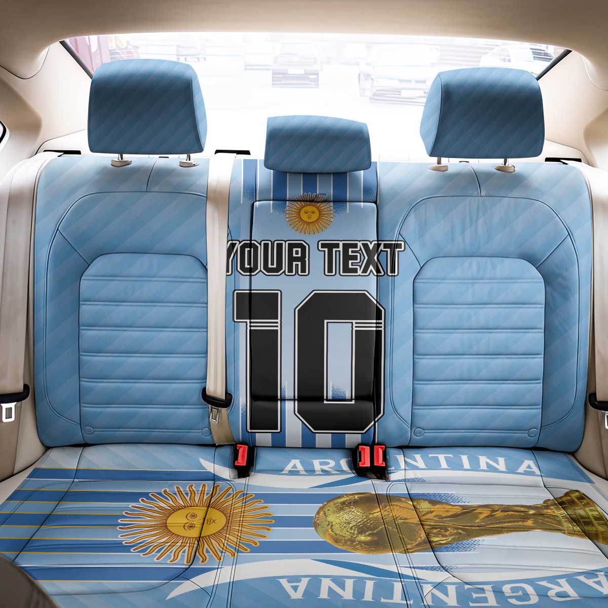 Custom Argentina Football Back Car Seat Cover The Trophy Vamos La Albiceleste - Wonder Print Shop