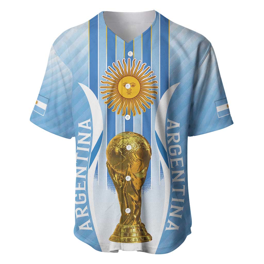 Custom Argentina Football Baseball Jersey The Trophy Vamos La Albiceleste - Wonder Print Shop