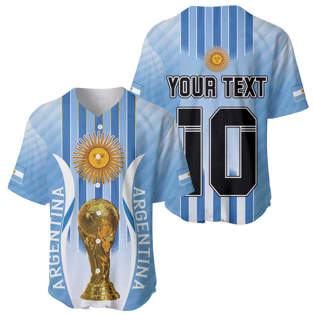 Custom Argentina Football Baseball Jersey The Trophy Vamos La Albiceleste - Wonder Print Shop