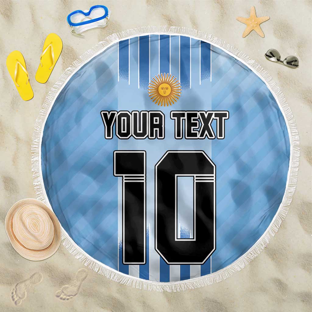 Custom Argentina Football Beach Blanket The Trophy Vamos La Albiceleste - Wonder Print Shop