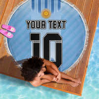 Custom Argentina Football Beach Blanket The Trophy Vamos La Albiceleste - Wonder Print Shop