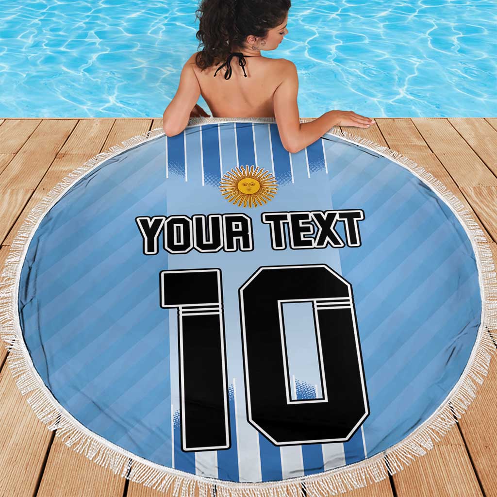 Custom Argentina Football Beach Blanket The Trophy Vamos La Albiceleste - Wonder Print Shop