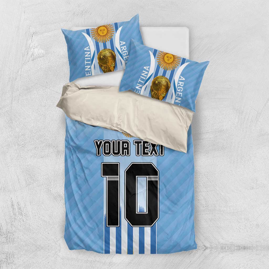 Custom Argentina Football Bedding Set The Trophy Vamos La Albiceleste - Wonder Print Shop