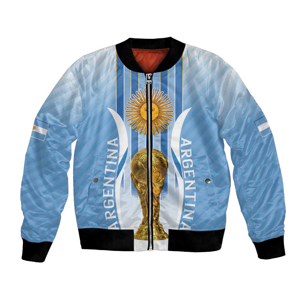 Custom Argentina Football Bomber Jacket The Trophy Vamos La Albiceleste - Wonder Print Shop