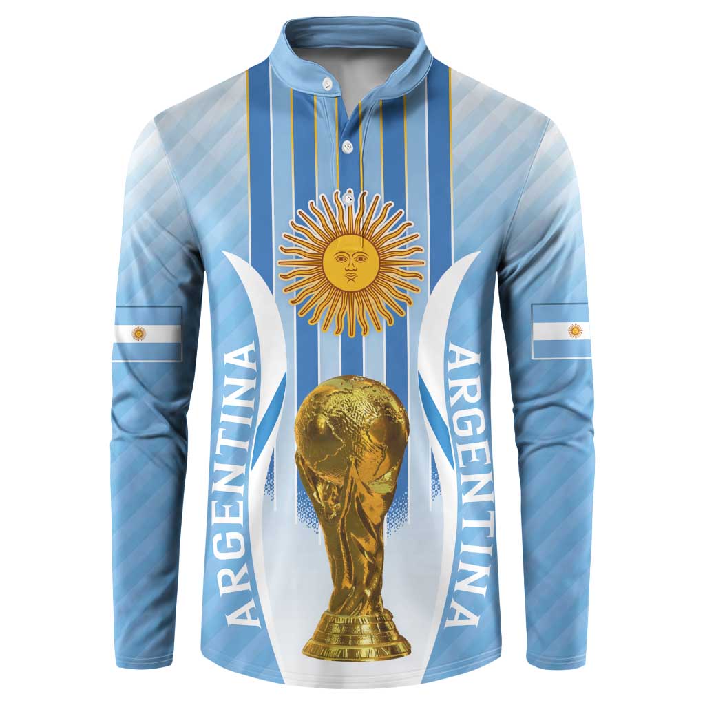 Custom Argentina Football Button Sweatshirt The Trophy Vamos La Albiceleste - Wonder Print Shop