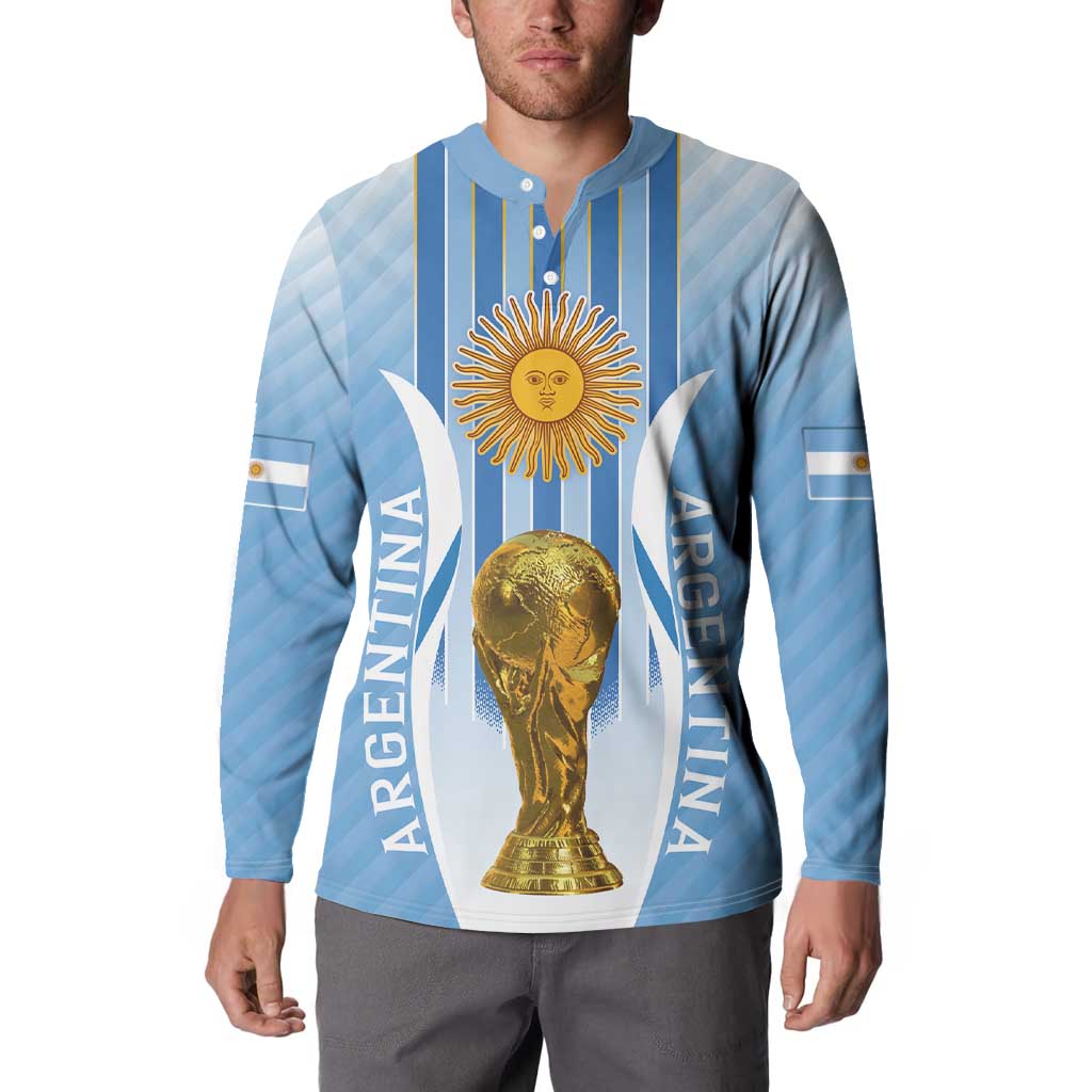 Custom Argentina Football Button Sweatshirt The Trophy Vamos La Albiceleste - Wonder Print Shop