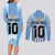 Custom Argentina Football Couples Matching Long Sleeve Bodycon Dress and Long Sleeve Button Shirt The Trophy Vamos La Albiceleste - Wonder Print Shop
