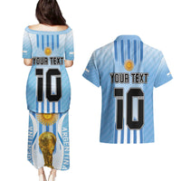 Custom Argentina Football Couples Matching Puletasi and Hawaiian Shirt The Trophy Vamos La Albiceleste - Wonder Print Shop