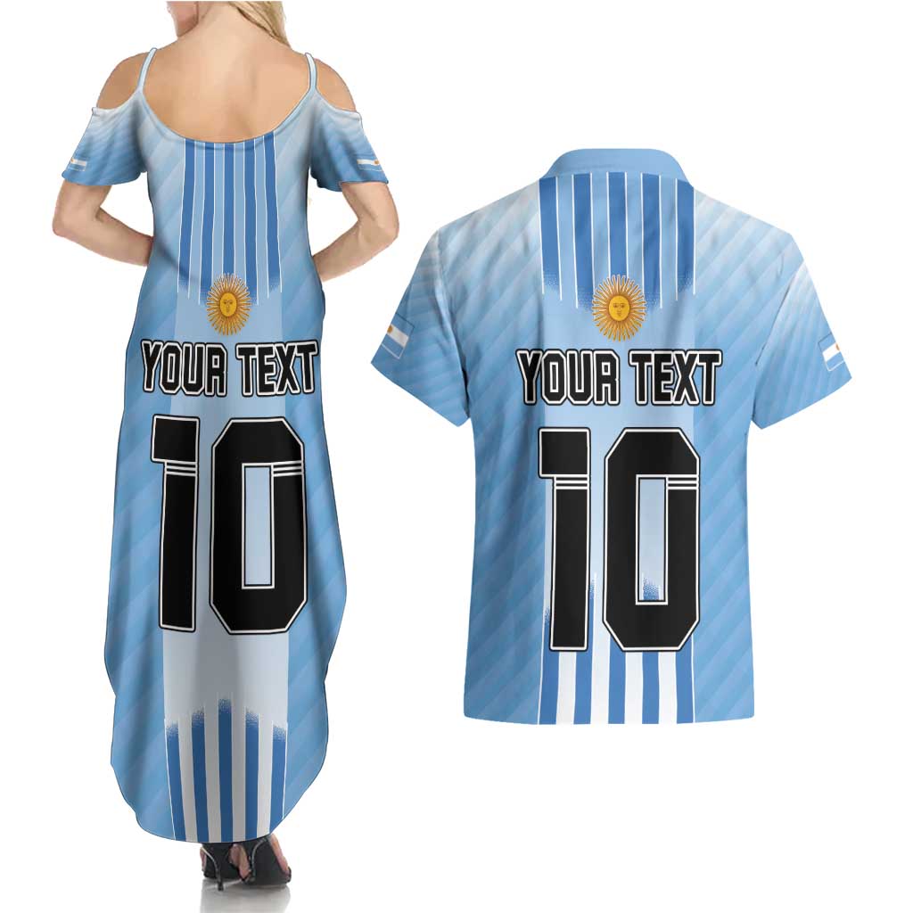 Custom Argentina Football Couples Matching Summer Maxi Dress and Hawaiian Shirt The Trophy Vamos La Albiceleste - Wonder Print Shop