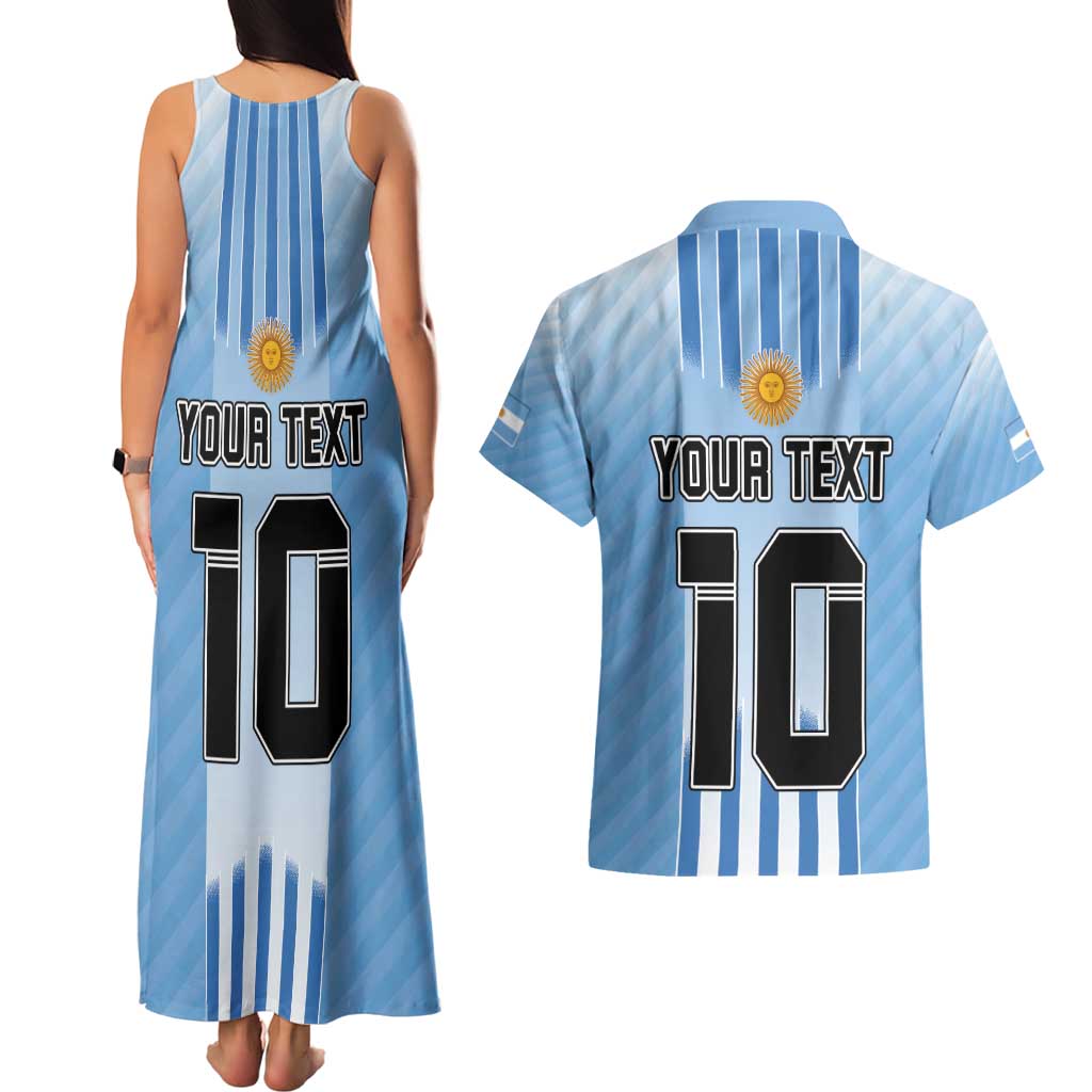 Custom Argentina Football Couples Matching Tank Maxi Dress and Hawaiian Shirt The Trophy Vamos La Albiceleste - Wonder Print Shop