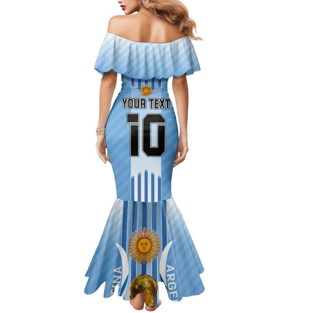 Custom Argentina Football Family Matching Mermaid Dress and Hawaiian Shirt The Trophy Vamos La Albiceleste - Wonder Print Shop