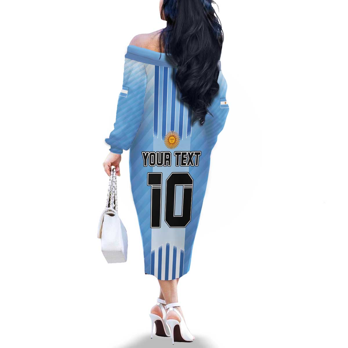 Custom Argentina Football Family Matching Off The Shoulder Long Sleeve Dress and Hawaiian Shirt The Trophy Vamos La Albiceleste - Wonder Print Shop