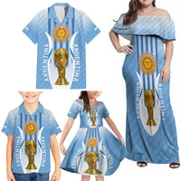 Custom Argentina Football Family Matching Off Shoulder Maxi Dress and Hawaiian Shirt The Trophy Vamos La Albiceleste - Wonder Print Shop