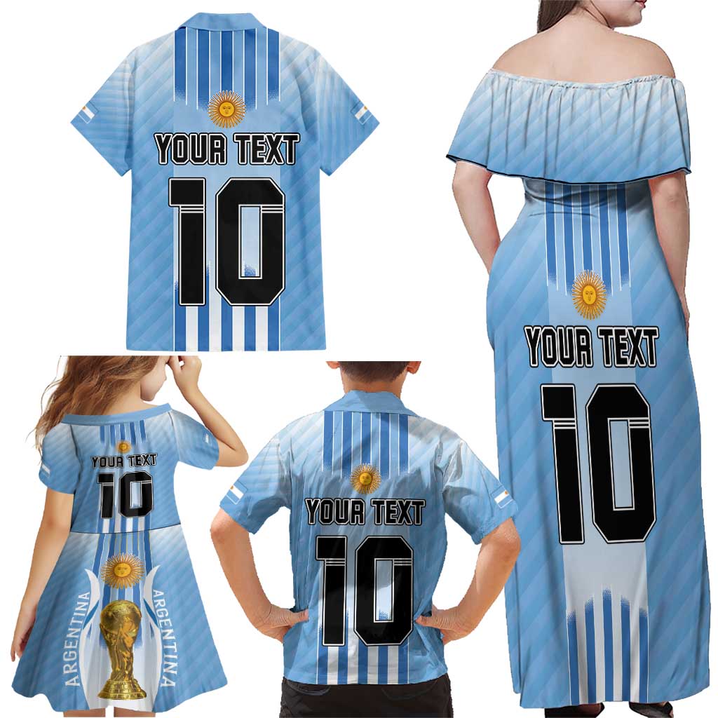 Custom Argentina Football Family Matching Off Shoulder Maxi Dress and Hawaiian Shirt The Trophy Vamos La Albiceleste - Wonder Print Shop