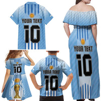 Custom Argentina Football Family Matching Off Shoulder Maxi Dress and Hawaiian Shirt The Trophy Vamos La Albiceleste - Wonder Print Shop