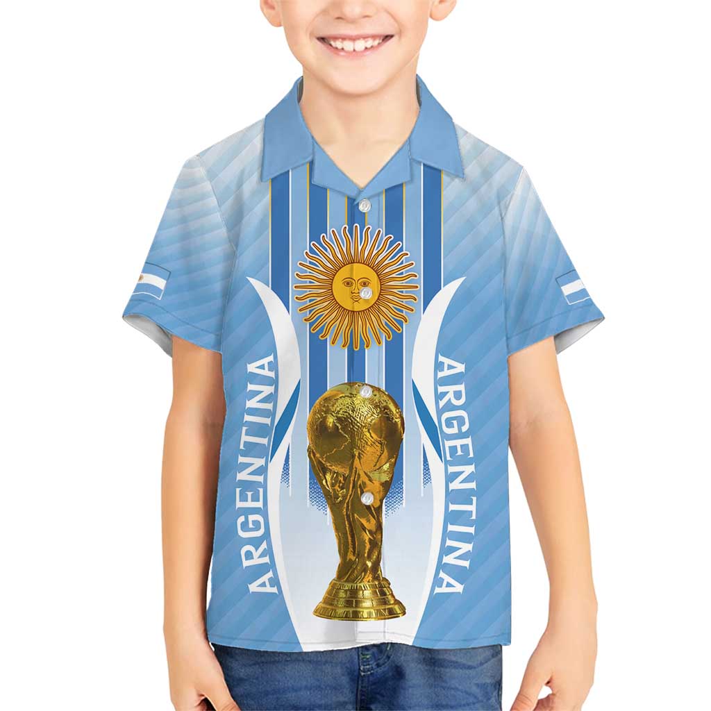 Custom Argentina Football Family Matching Off Shoulder Maxi Dress and Hawaiian Shirt The Trophy Vamos La Albiceleste - Wonder Print Shop