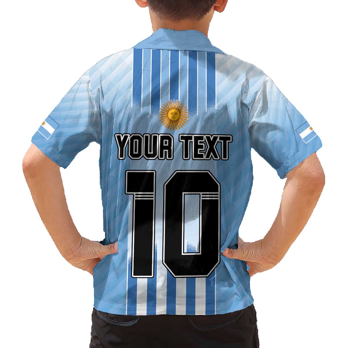 Custom Argentina Football Family Matching Off Shoulder Short Dress and Hawaiian Shirt The Trophy Vamos La Albiceleste - Wonder Print Shop