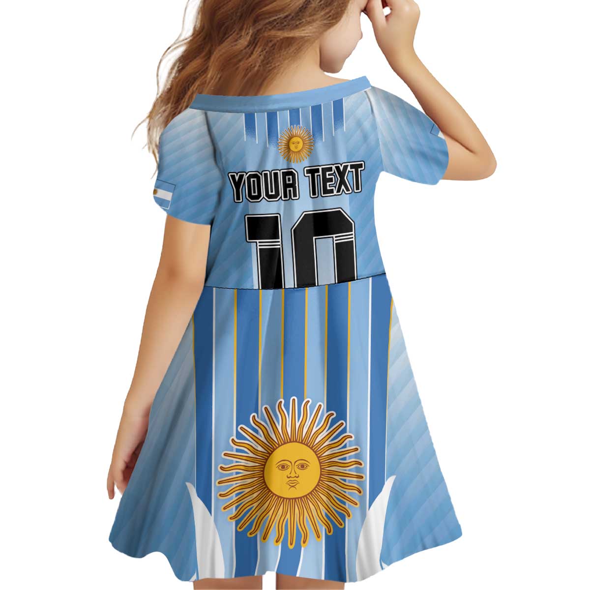 Custom Argentina Football Family Matching Off Shoulder Short Dress and Hawaiian Shirt The Trophy Vamos La Albiceleste - Wonder Print Shop